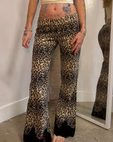 Low Waist Leopard Pants - M