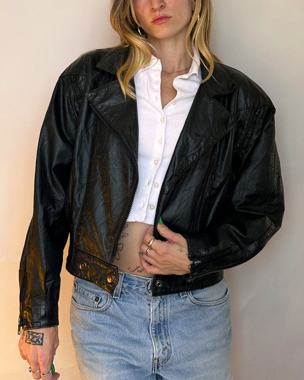 '80s Leather Jacket - S