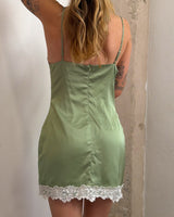 Green Silk Lace Dress - M