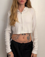 White Knit Hoodie - S