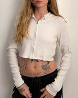 White Knit Hoodie - S